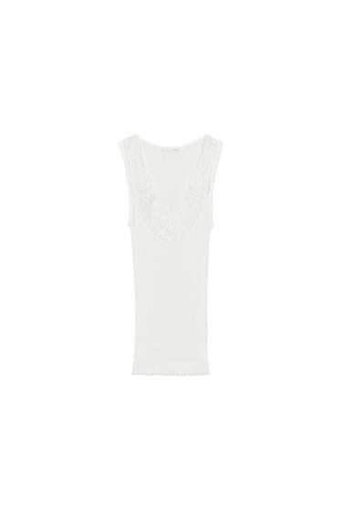 LACE RIBBED T-SHIRT