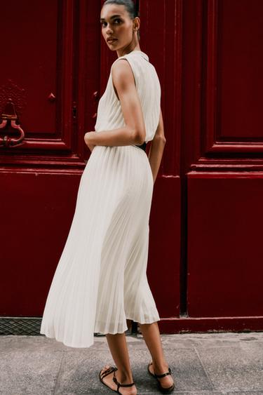 BELTED PLEATED MIDI SKIRT - Ecru by Zara