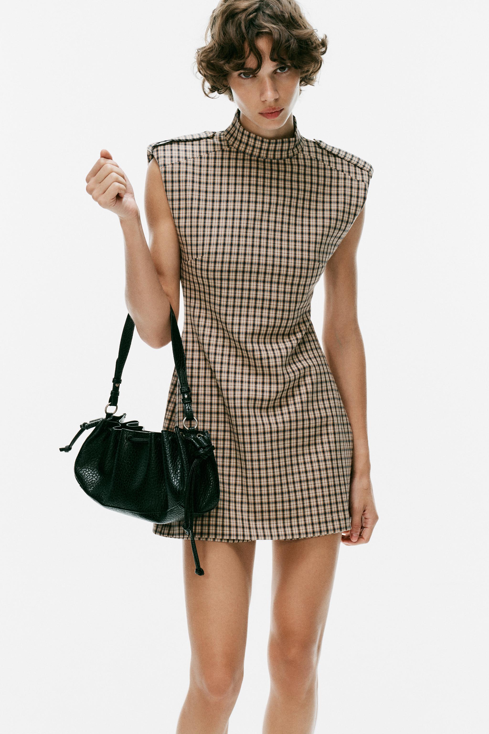Женские комбинезоны Zara PLAID SHORT JUMPSUIT WITH LOOPS