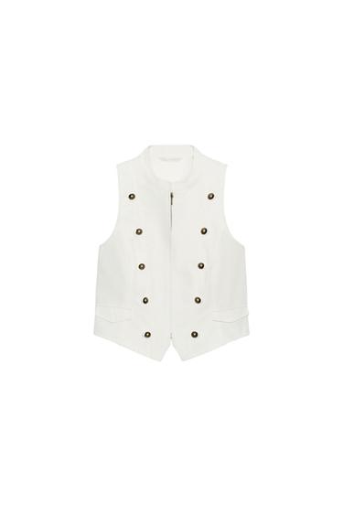 TOP BOTONES CREMALLERA - Blanco roto de Zara