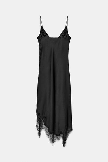 ROBE SATINÉE DENTELLE ZW COLLECTION - Noir de Zara - Image 1