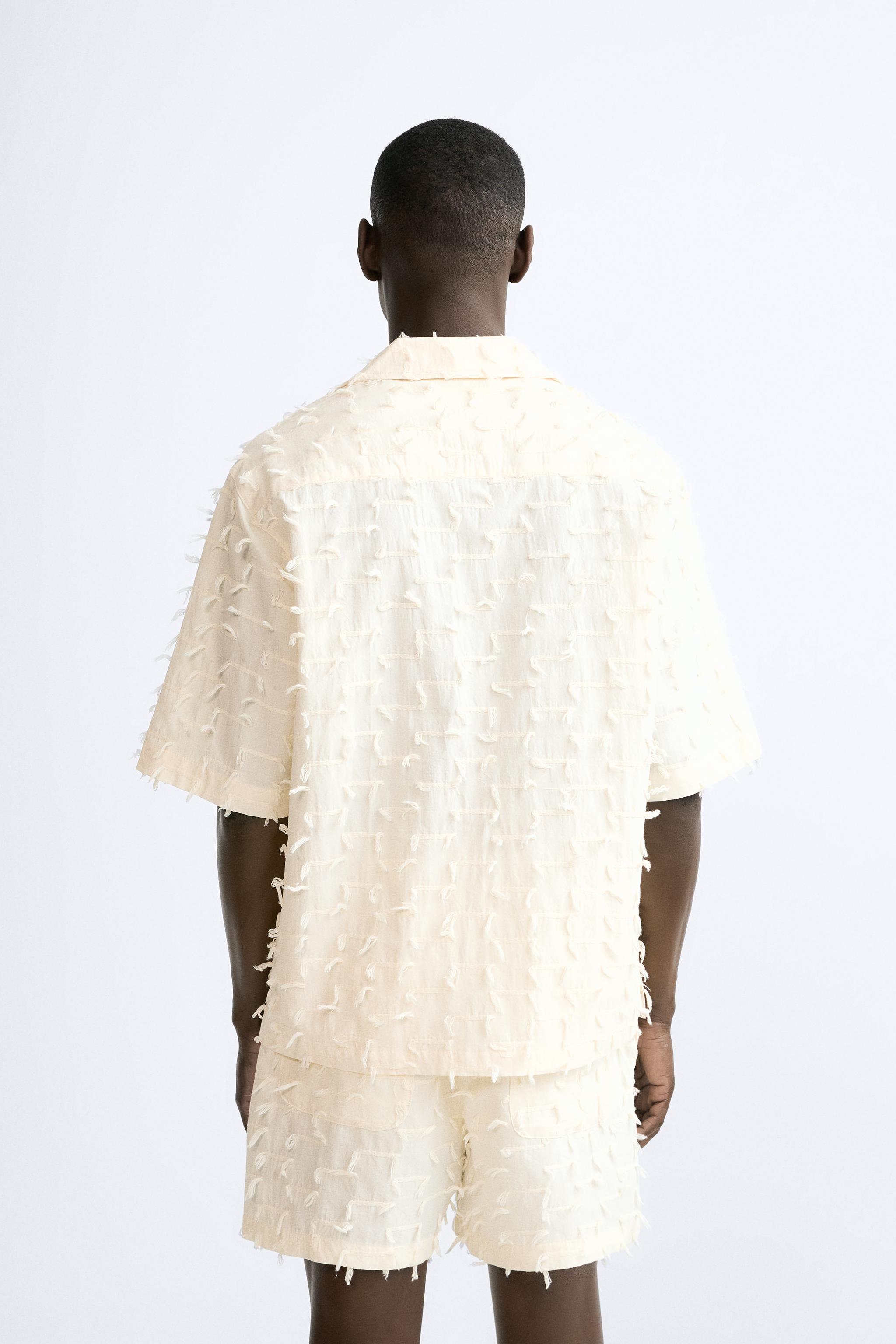 FRAYED JACQUARD SHIRT - Oyster-white | ZARA Thailand