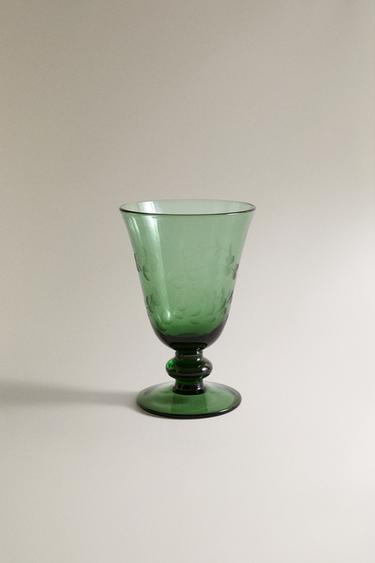 VERRE À PIED FEUILLE DE NOËL - Vert de Zara - Image 0