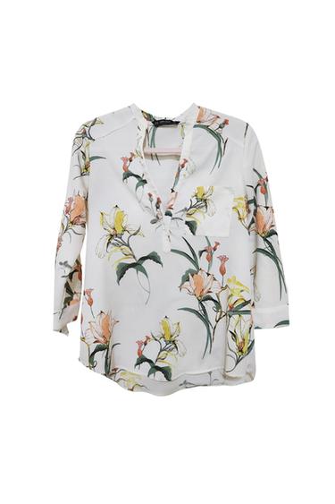 FLOWER MID SLEVE TWO BUTOM POCKET SHIRT
