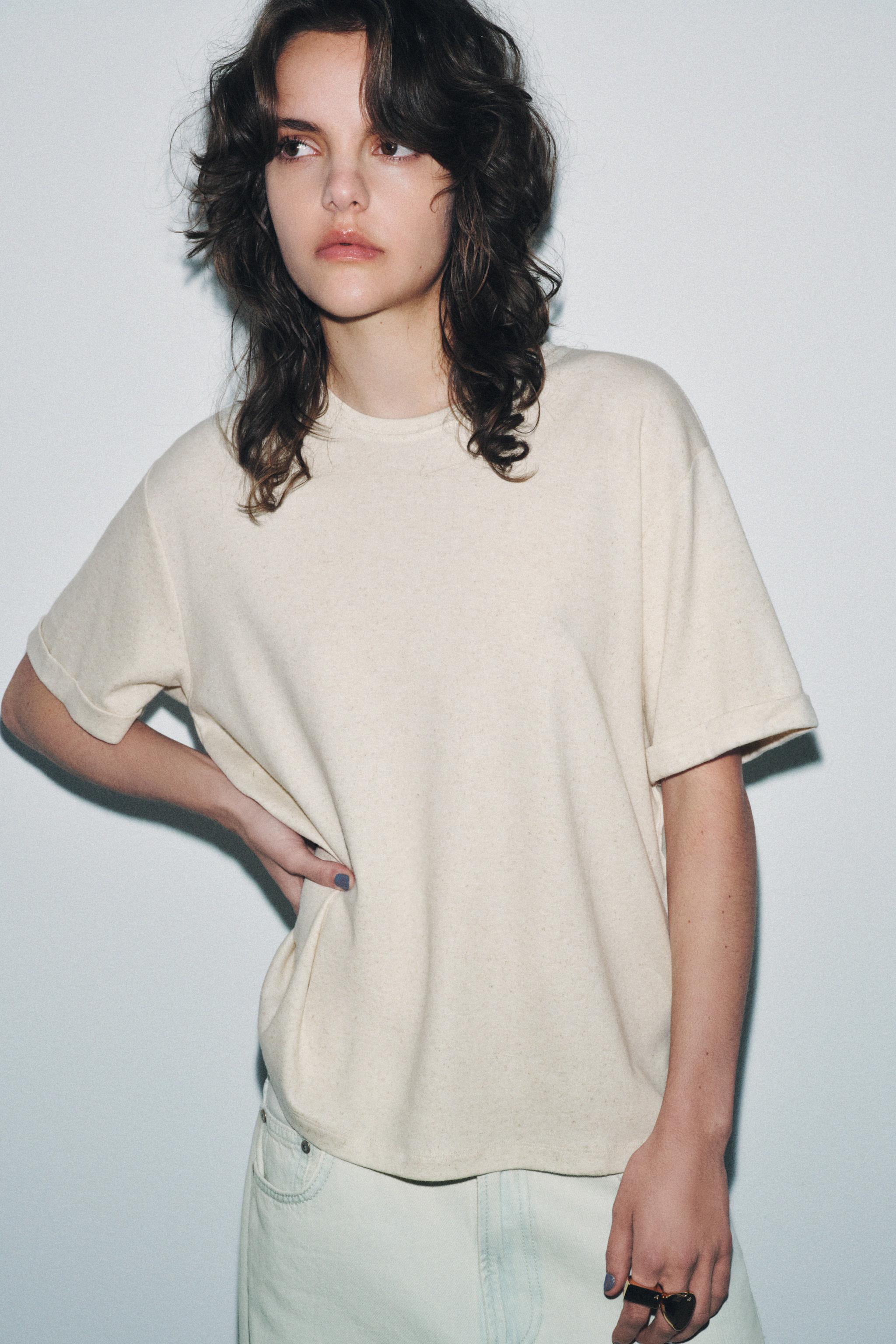 フルイドショートスリーブTシャツ - エクリュ | ZARA Japan / 日本