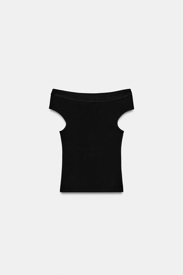 T-SHIRT COL BATEAU - Noir de Zara - Image 6