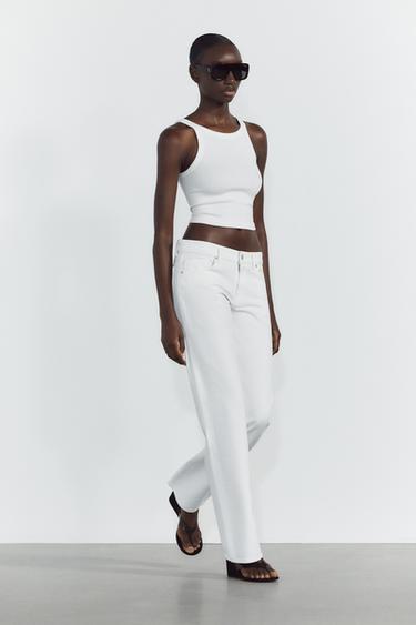 JEANS TRF WIDE LEG CẠP TRỄ - Màu trắng từ Zara