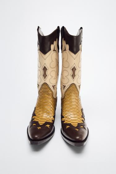 Zara COMBINED COWBOY BOOTS - Multi-color