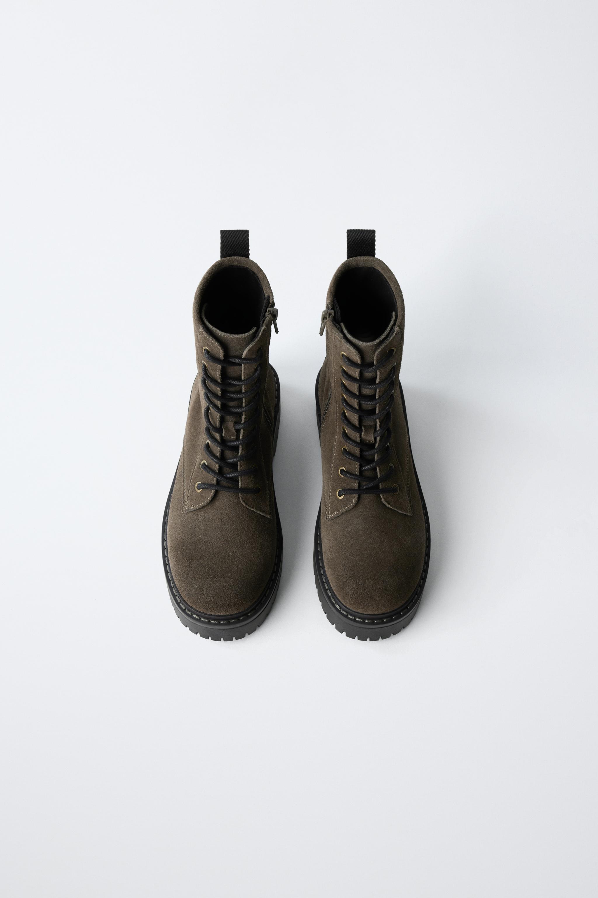 Детские ботинки Zara LEATHER LACE-UP BOOTS — фото 6