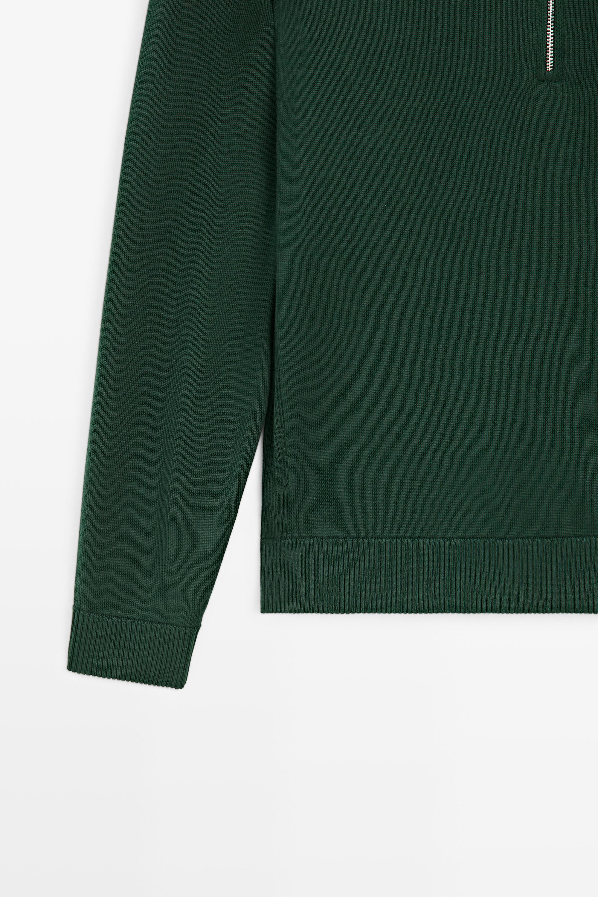 Mock neck zip knit sweater