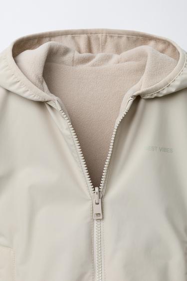REVERSIBLE NYLON FLEECE JACKET - Ecru by Zara