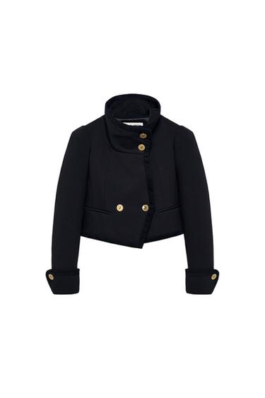 Zara CROPPED BUTTON-UP JACKET - THE ITEM ZARA WOMAN - Black