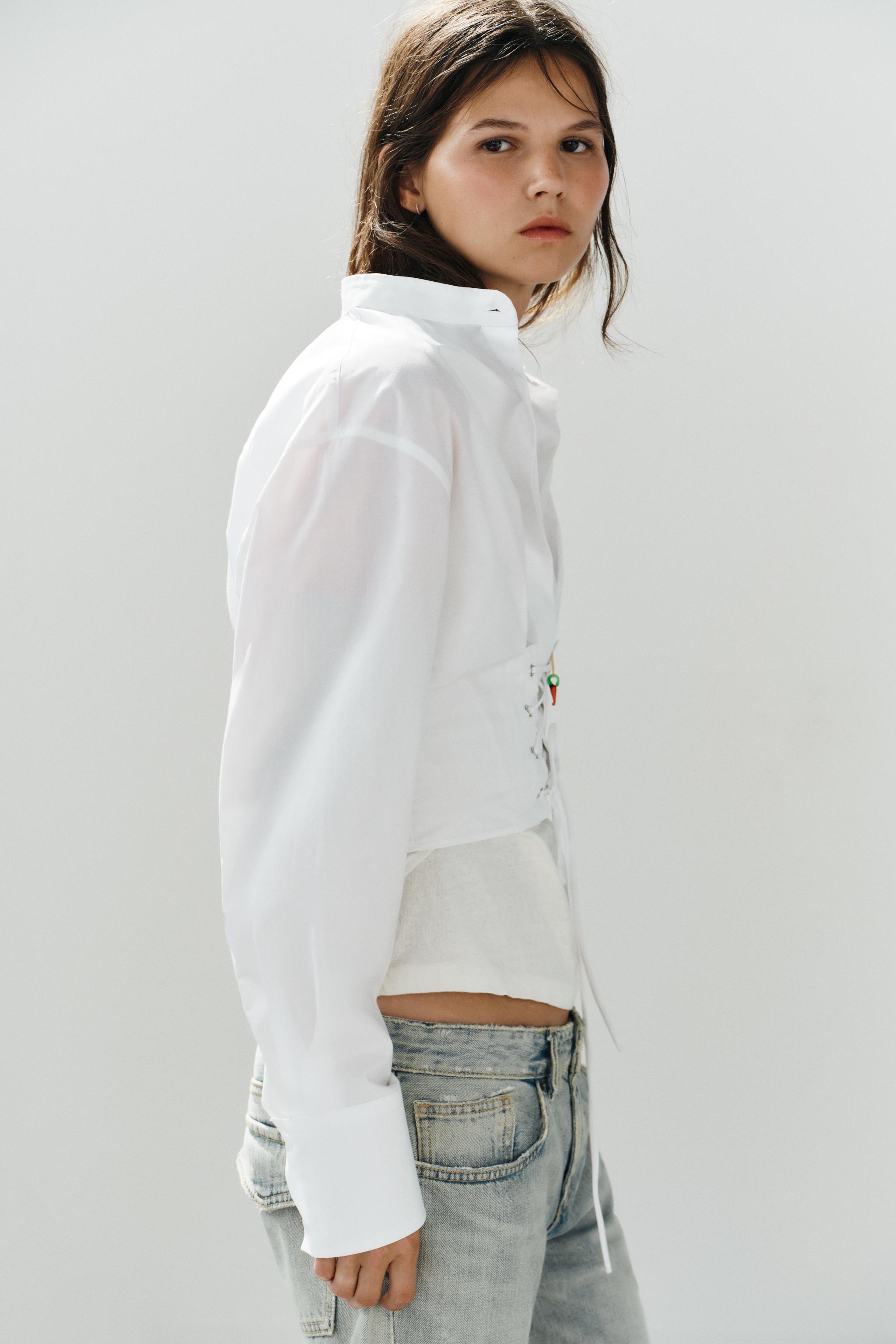 STRAPPY CORSET POPLIN SHIRT