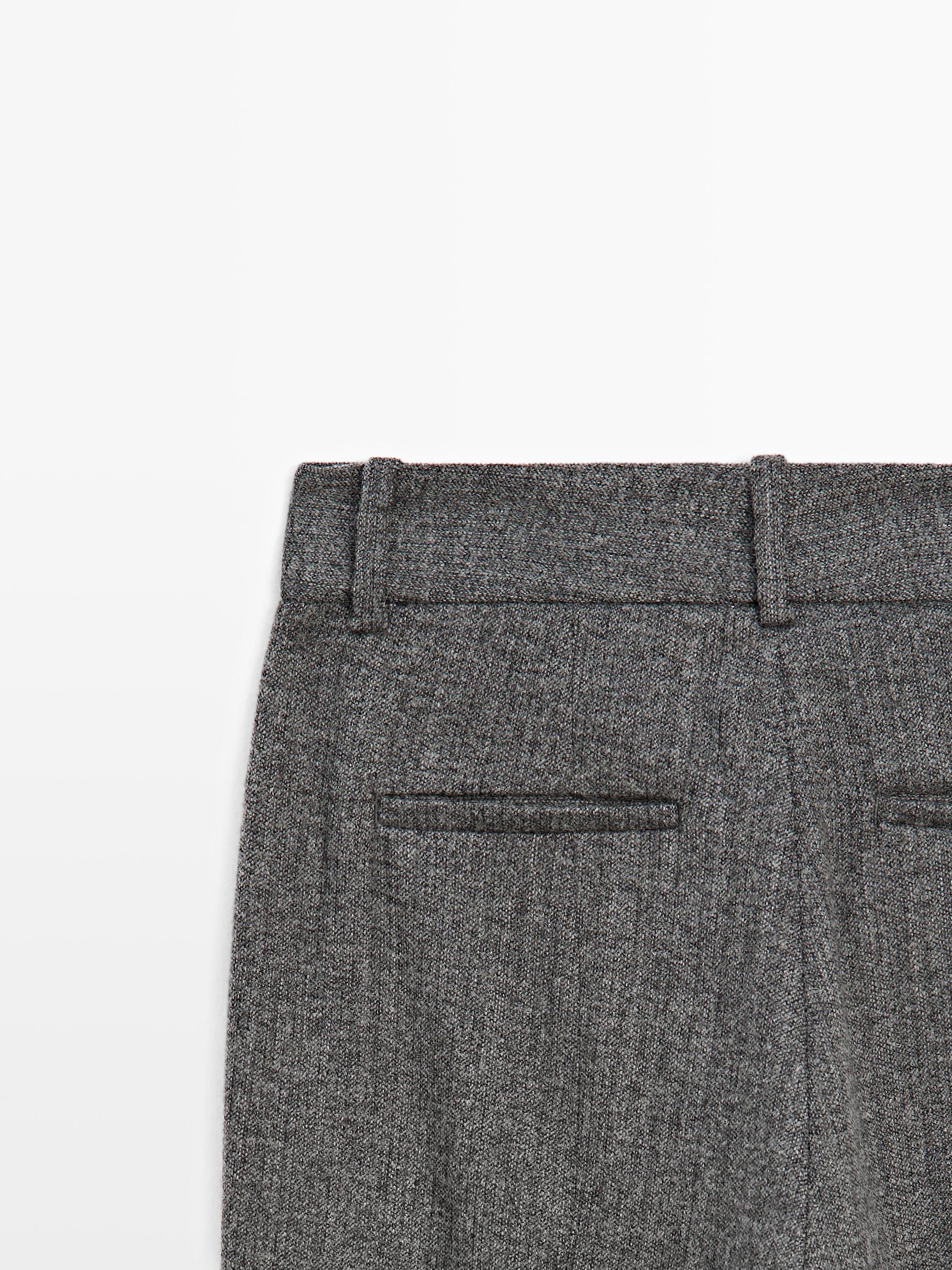 Flecked wool blend suit trousers