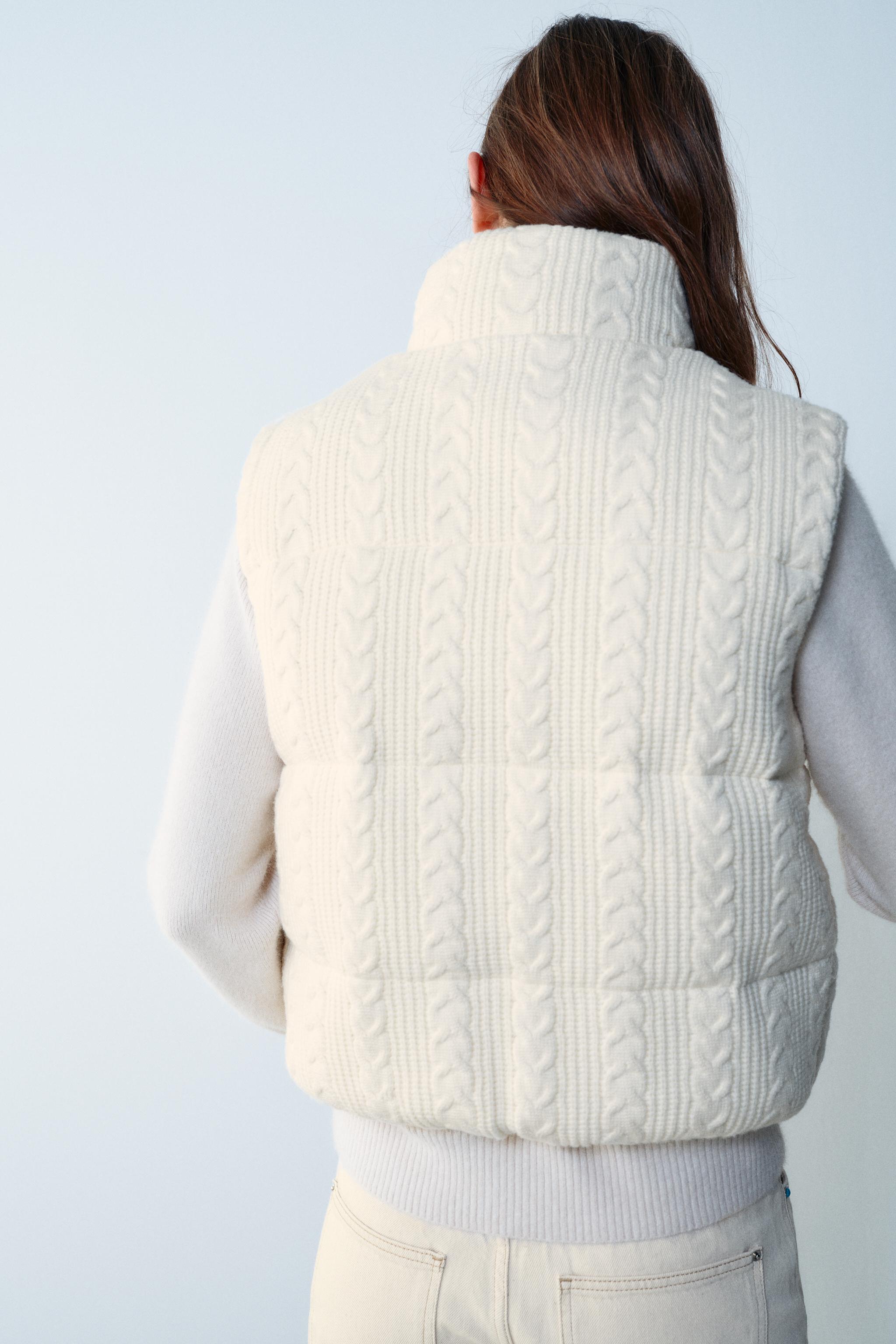 QUILTED CABLE-KNIT VEST