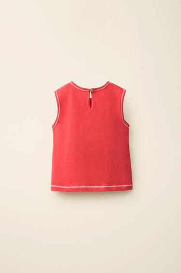 T-SHIRT SURPIQÛRES CREATED BY CARAMEL LONDON X ZARA - Rouge de Zara - Image 1