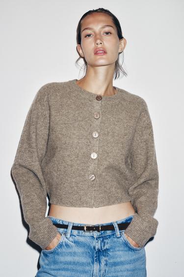 Zaras MJUK STICKAD KOFTA - Rostad metall