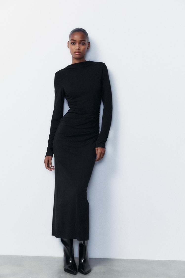 DRAPED OPEN BACK DRESS - Black | ZARA India 