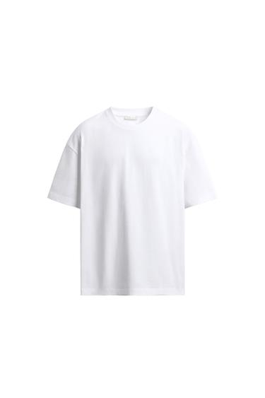 تيشيرت بيزك ثقيل الوزن - أبيض by Zara