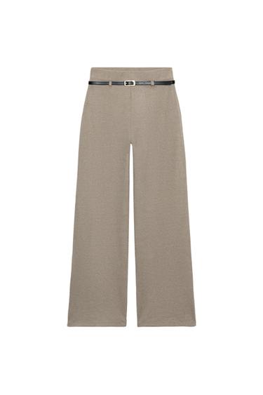 PALAZZO TROUSERS WITH BELT - Beige by Zara