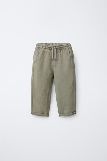 PANTALONS RECTES AMB LLI - Caqui de Zara