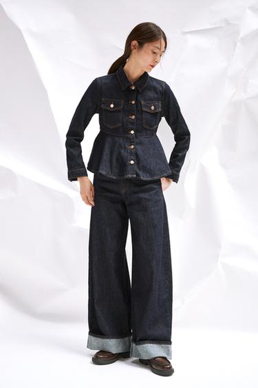 JEANS Z1975 STRAIGHT ハイウエスト ターンアップブルーZaraのJEANS Z1975 STRAIGHT ハイウエスト ターンアップ - ブルー 