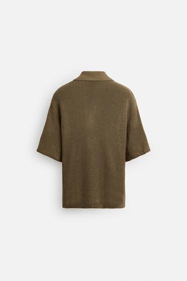KNITTED POLO SHIRT - Khaki by Zara - Image 7