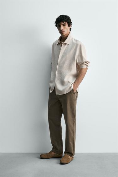 CHEMISE FLUIDE MÉLANGE MODAL - Blanc cassé de Zara - Image 3