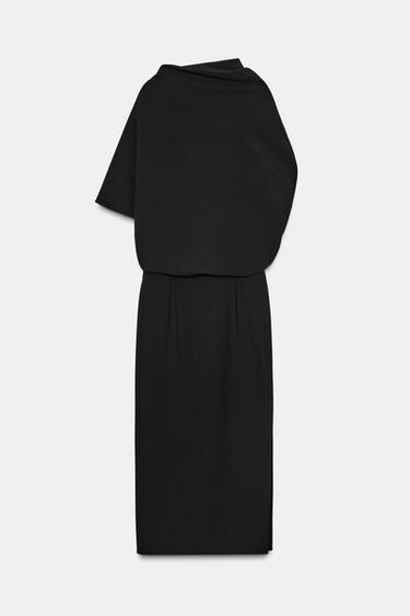 Zara ZW COLLECTION ASYMMETRIC DRESS - Black