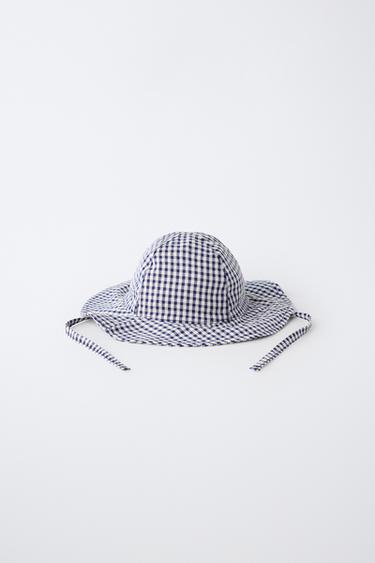 BONNET À IMPRIMÉ CARREAUX VICHY - Bleu marine de Zara