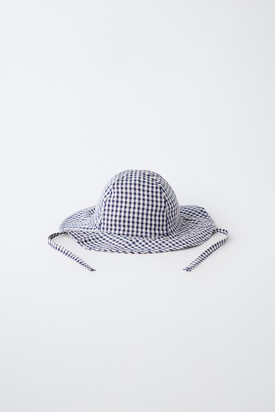 GINGHAM CHECK HAT - Navy blue by Zara - Image 0