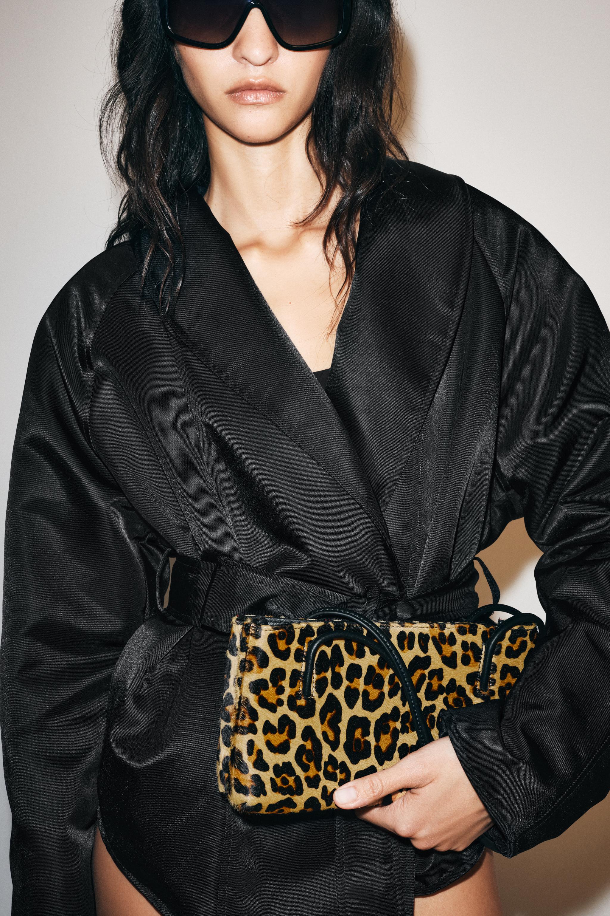 ANIMAL PRINT LEATHER SHOULDER BAG