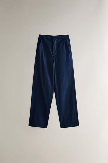 PANTALON LONG RAYÉ - Bleu de Zara - Image 0