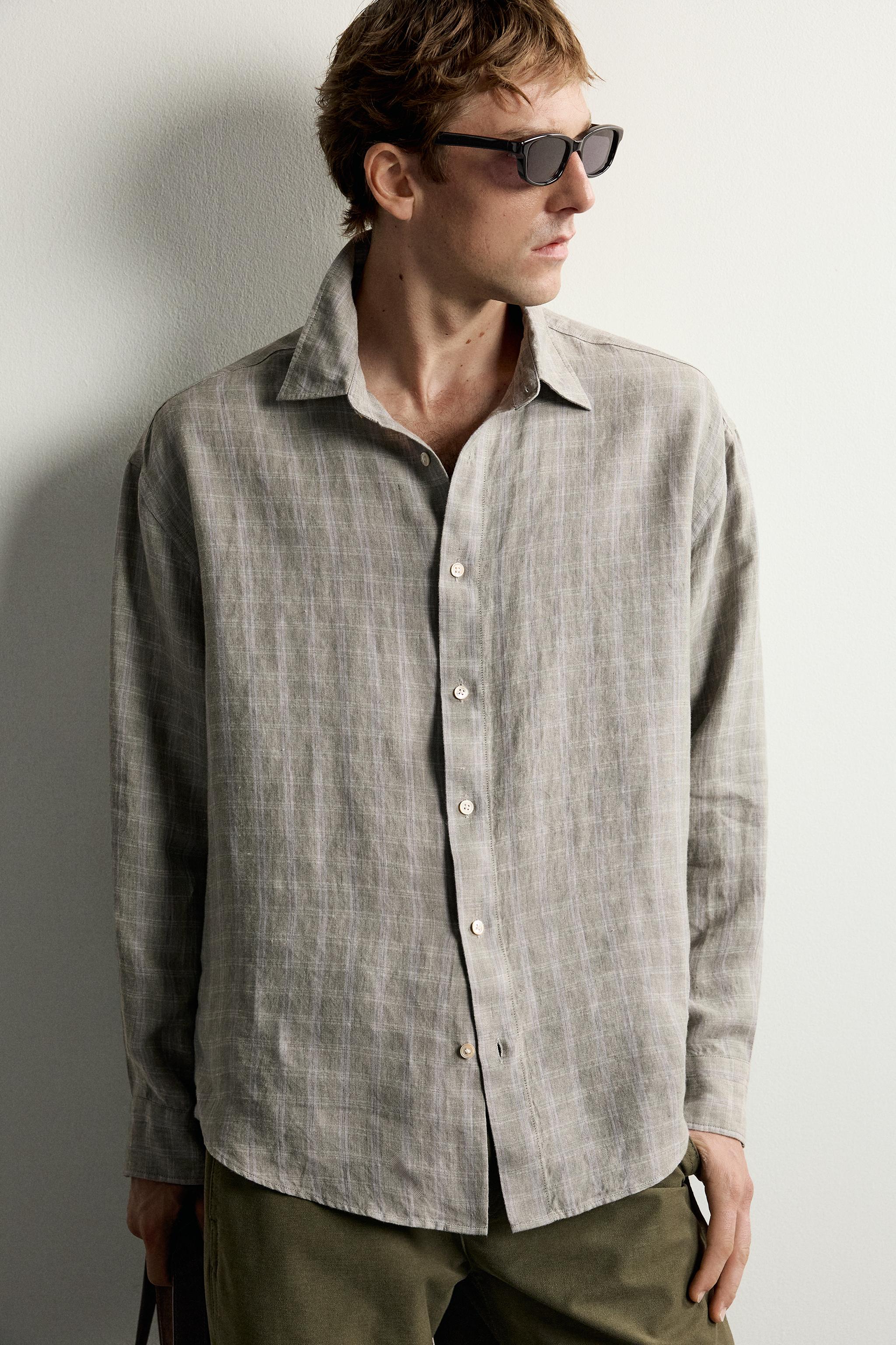 CHEMISE À CARREAUX 100 % LIN