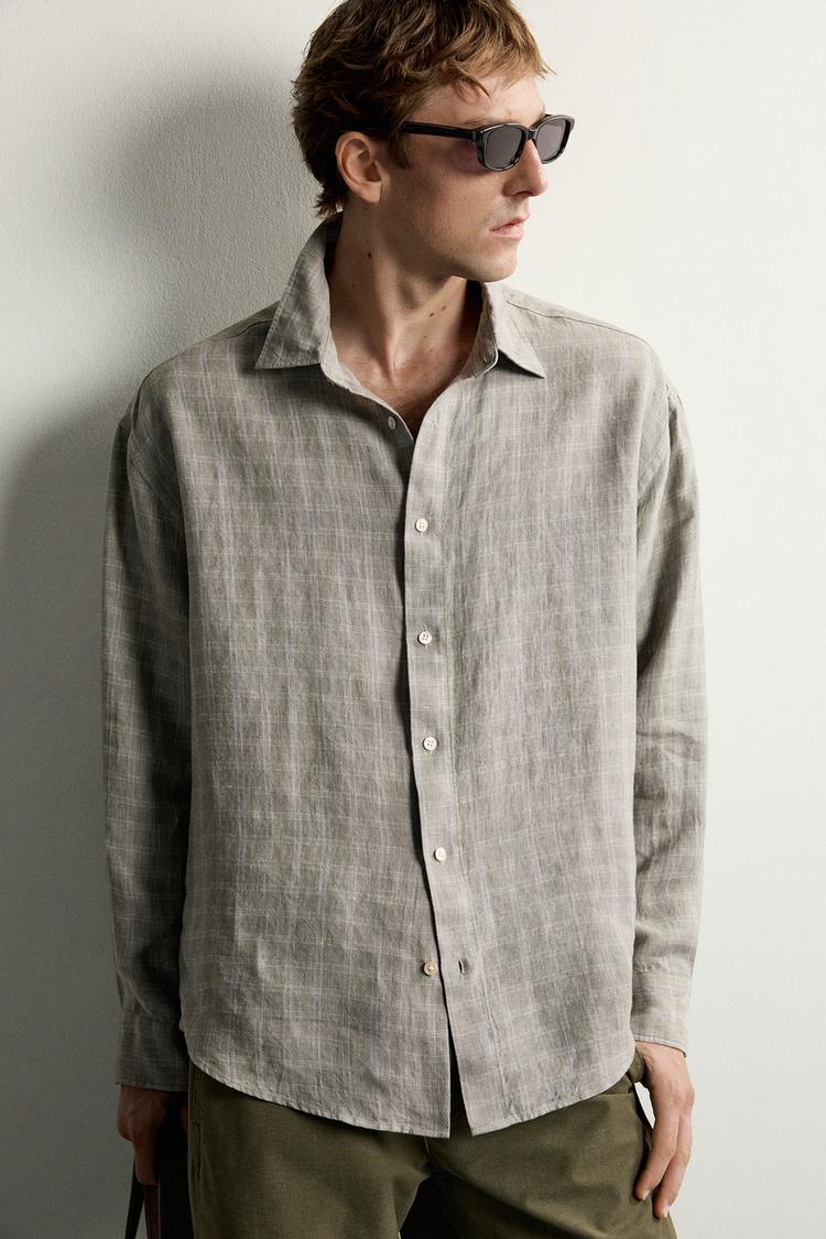 100% LINEN CHECK SHIRT