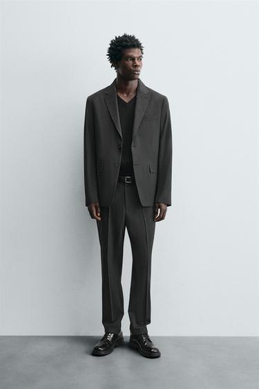 CHECK SUIT BLAZER - Brown-Blue by Zara - Image 0