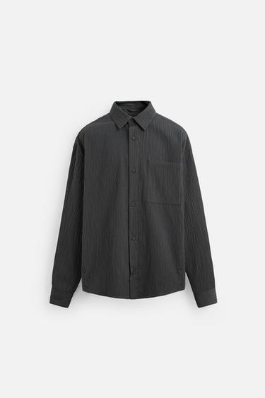 OVERSIZE TEXTURED OVERSHIRT - Anthracite grey by Zara