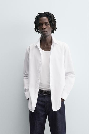 CAMISA SLIM FIT ESTRUCTURA - Blanco de Zara