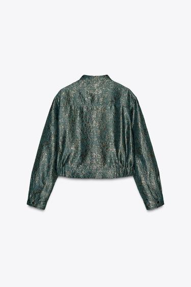 BLOUSON STRUCTURÉ FIL MÉTALLISÉ - Noir / Vert de Zara - Image 5