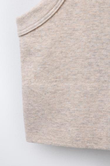 SLOGAN SEAMLESS CROP TOP - Sand / Marl by Zara - Image 3