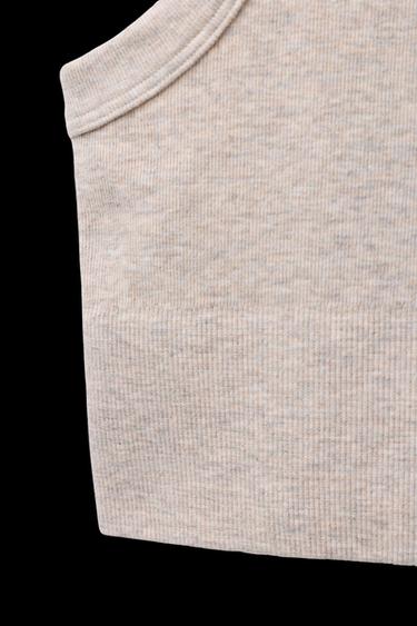 SLOGAN SEAMLESS CROP TOP - Sand / Marl by Zara