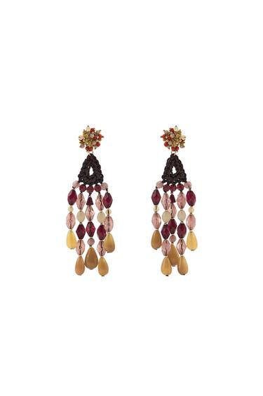 CROCHET BEAD EARRINGS - Multicoloured by Zara