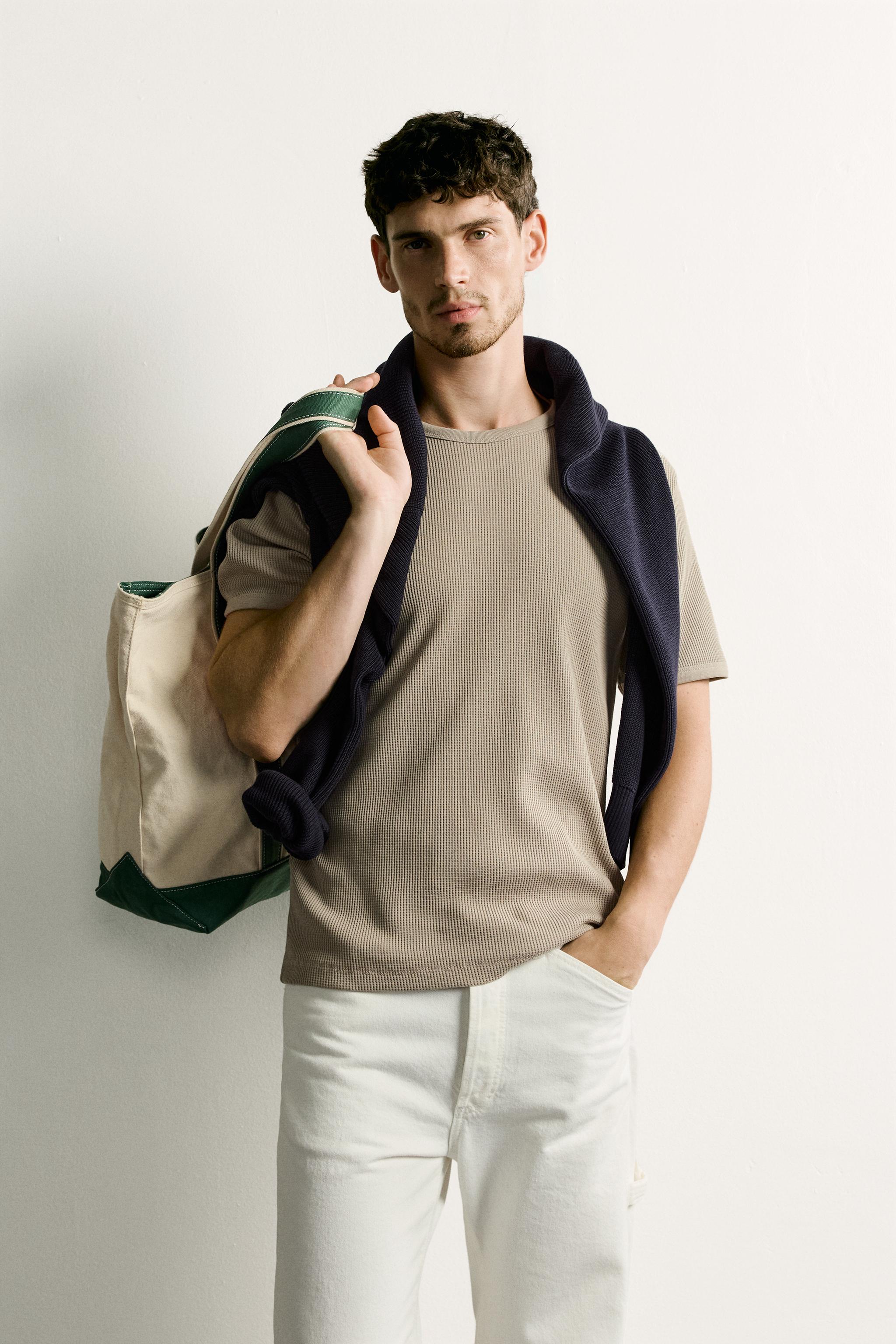 WAFFLE TEXTURE T-SHIRT — Stone