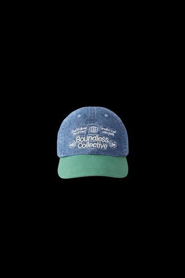 GORRA DENIM TEXTO BORDADO - Verde claro de Zara - Imagen 0