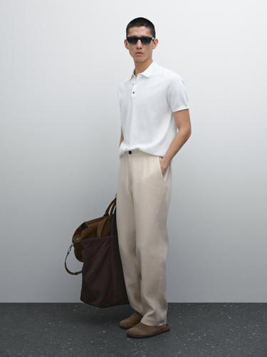 Zara Short sleeve cotton knit polo shirt - White - Image 0