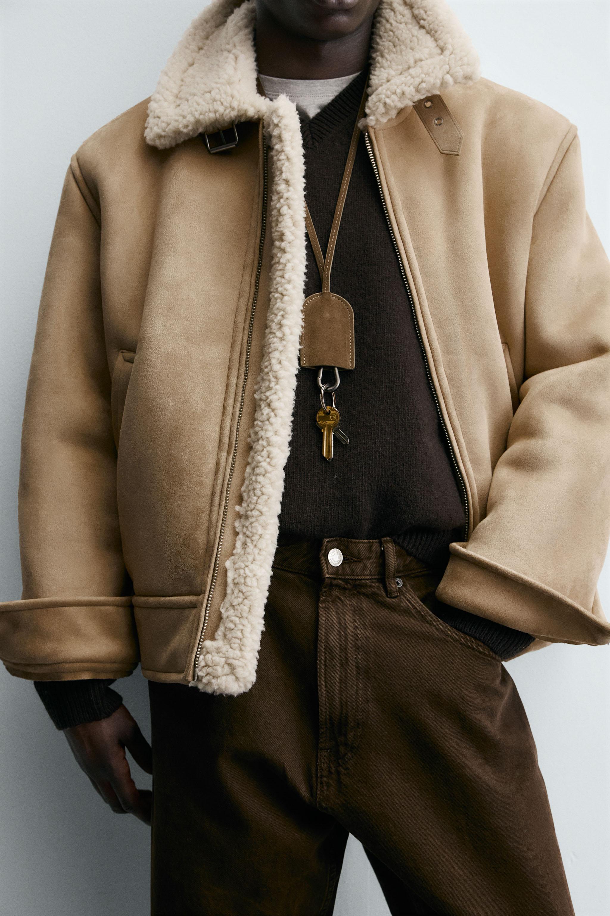 ダブルフェイス フェイクスエードジャケット - ベージュ | ZARA Japan