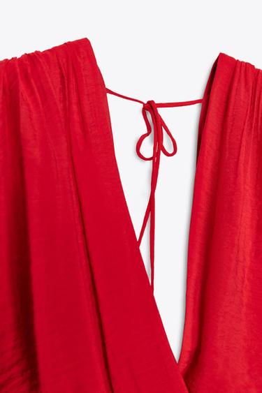 WIDE-LEG V-NECK JUMPSUIT - Red by Zara - Image 8