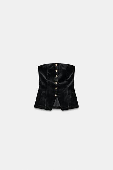 VELVET BANDEAU TOP - Black by Zara