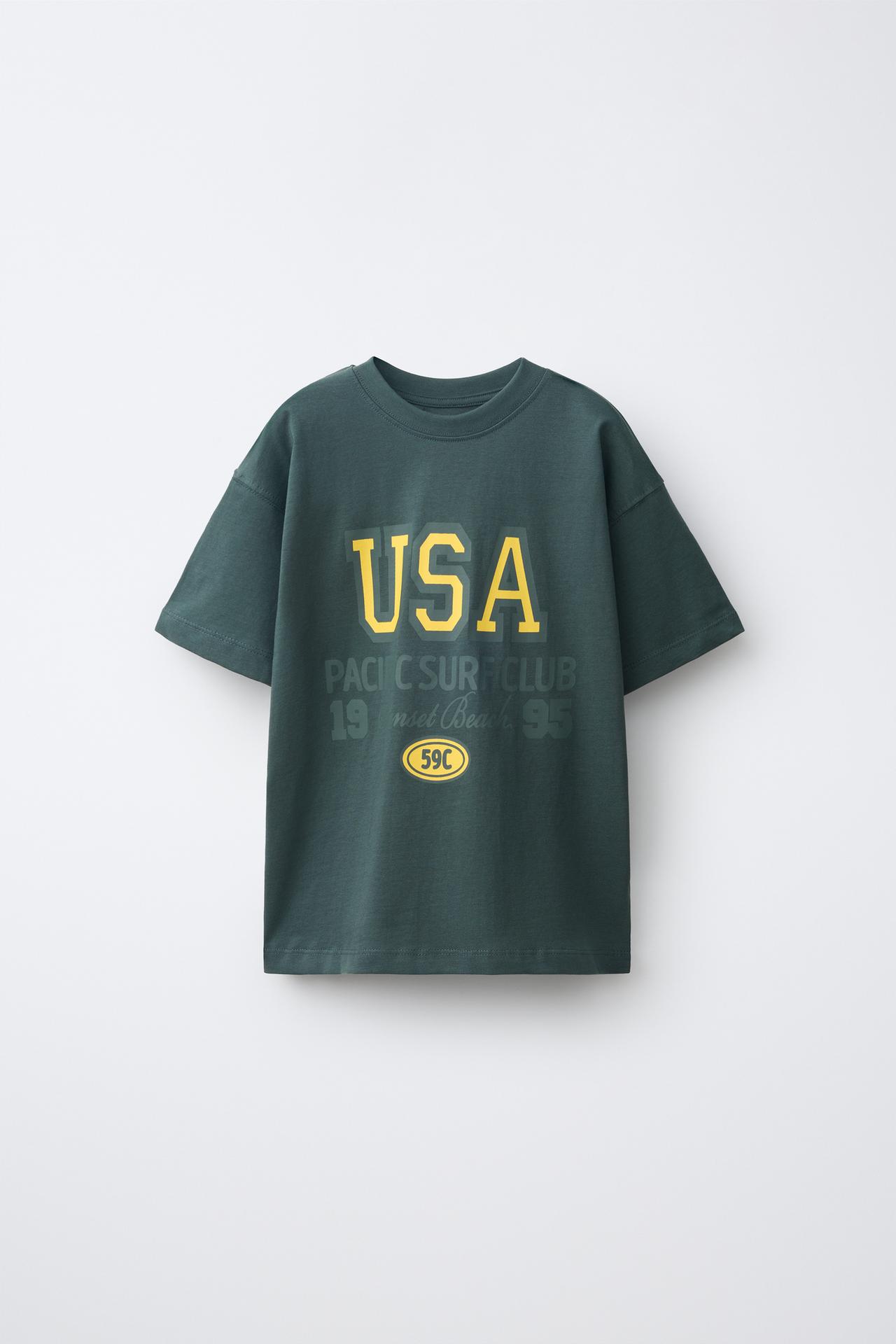 VARSITY PRINT T-SHIRT — Blue green