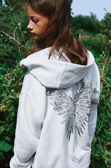 ХУДІ З БЛИСКАВКОЮ ТА КРИЛАМИ З БЛИСКІТКАМИ - Сіро-глинястий Zara